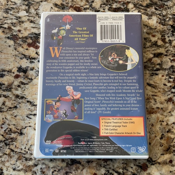Walt Disney Gold Collection Pinocchio DVD New - Picture 2 of 7